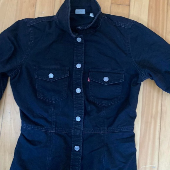 Levi's Black Denim Button Front Shirt Dress Size S - Picture 7 of 7